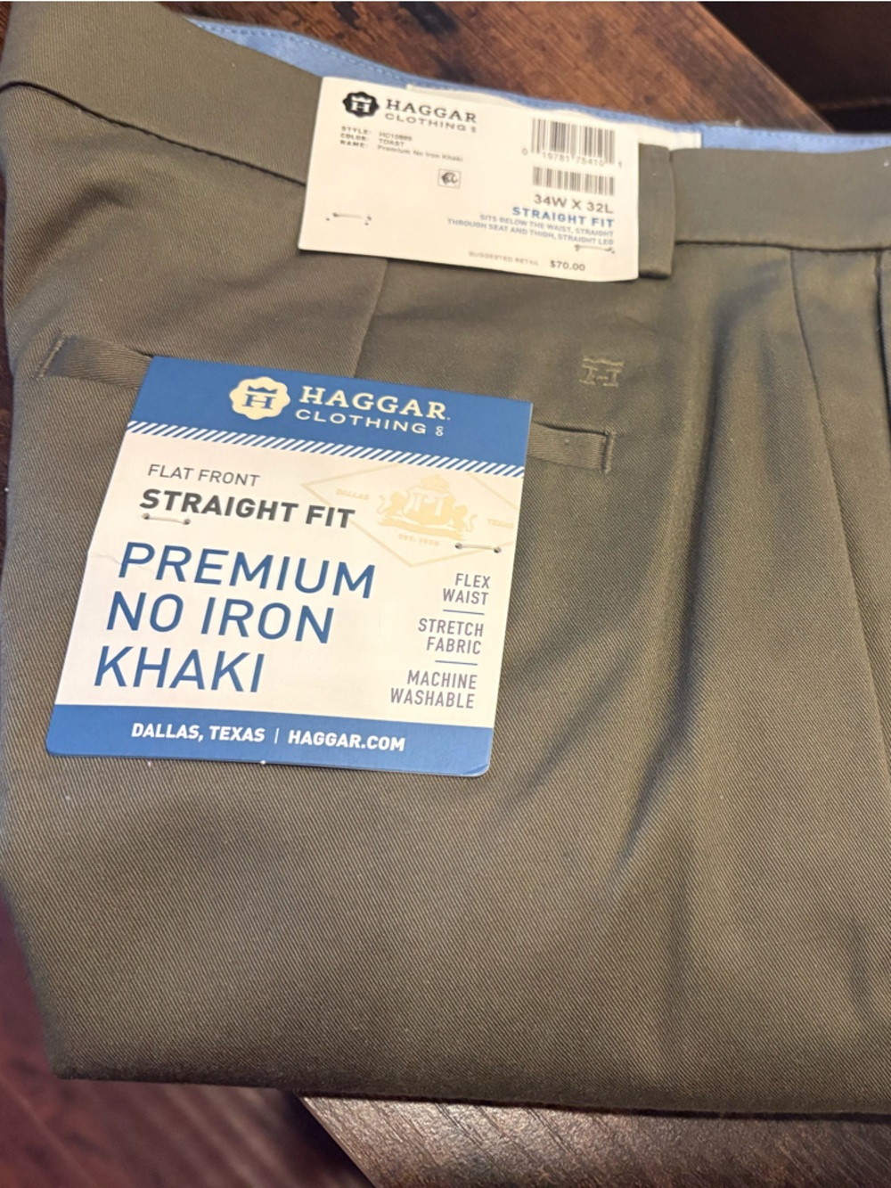 Haggar Olive Green Flat-Front Dress Pants